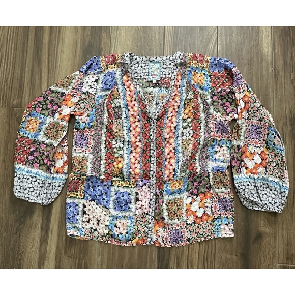 Johnny Was Fawn Floral Button Up Long Sleeve Blouse Size LG - Picture 1 of 6